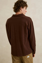RHYTHM VINTAGE TERRY LS POLO – CHOCOLATE