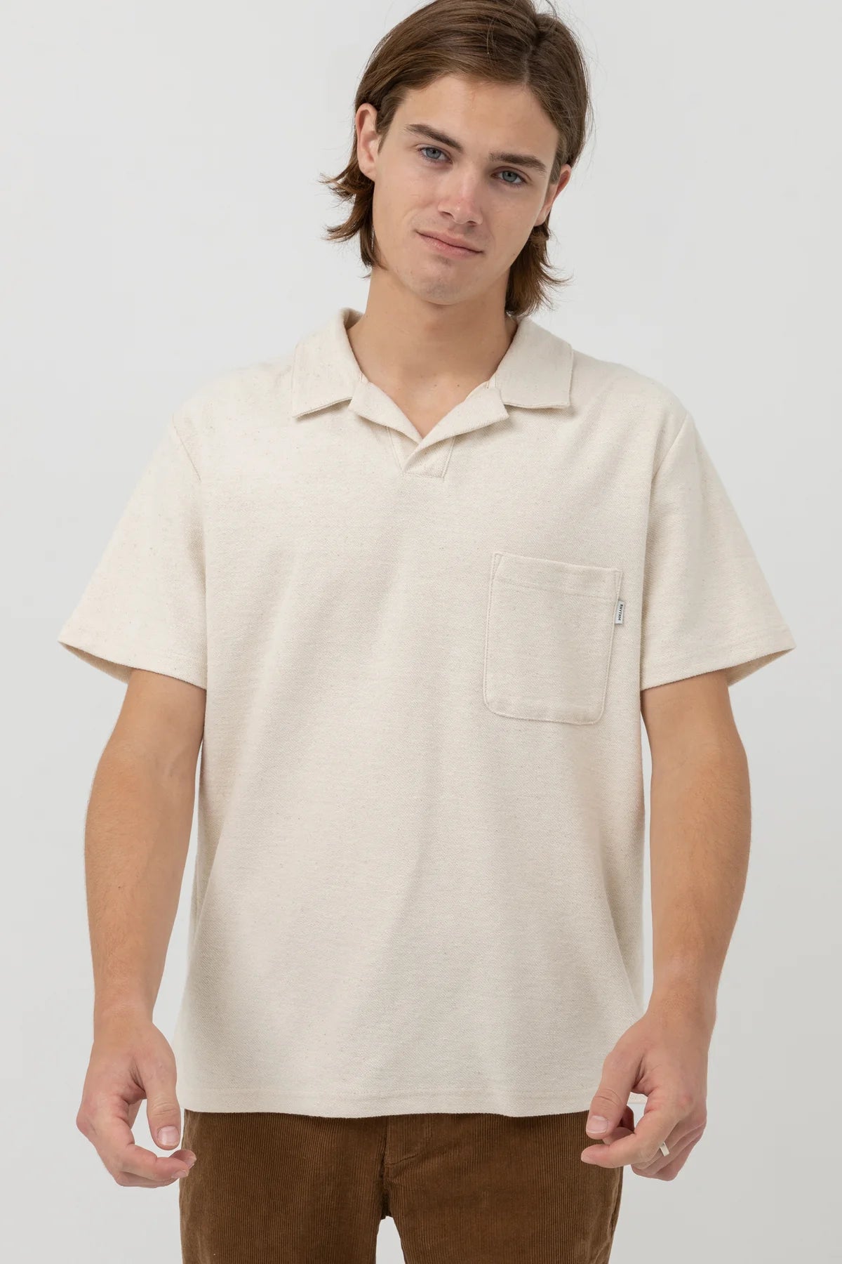 RHYTHM VINTAGE TERRY POLO – SOFT COTTON TERRY RELAXED VINTAGE FIT POLO – NATURAL