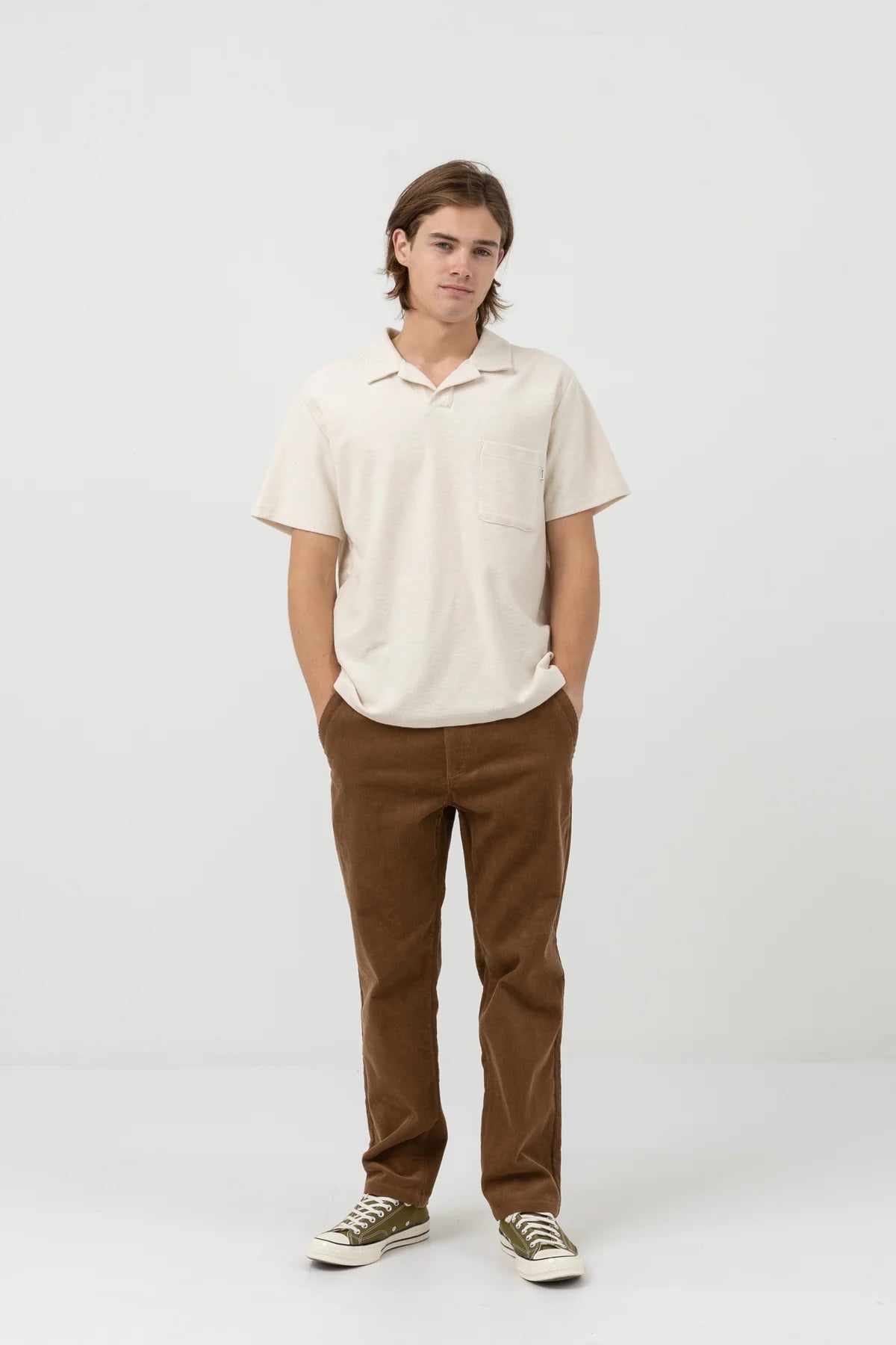 RHYTHM VINTAGE TERRY POLO – SOFT COTTON TERRY RELAXED VINTAGE FIT POLO – NATURAL