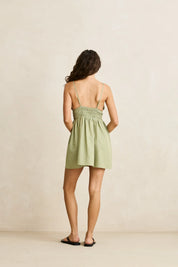 RHYTHM VISTA STRIPE MINI DRESS WOMENS SUMMER STRAPPY DRESS FLOWY FIT OLIVE