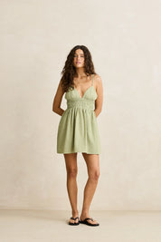 RHYTHM VISTA STRIPE MINI DRESS WOMENS SUMMER STRAPPY DRESS FLOWY FIT OLIVE