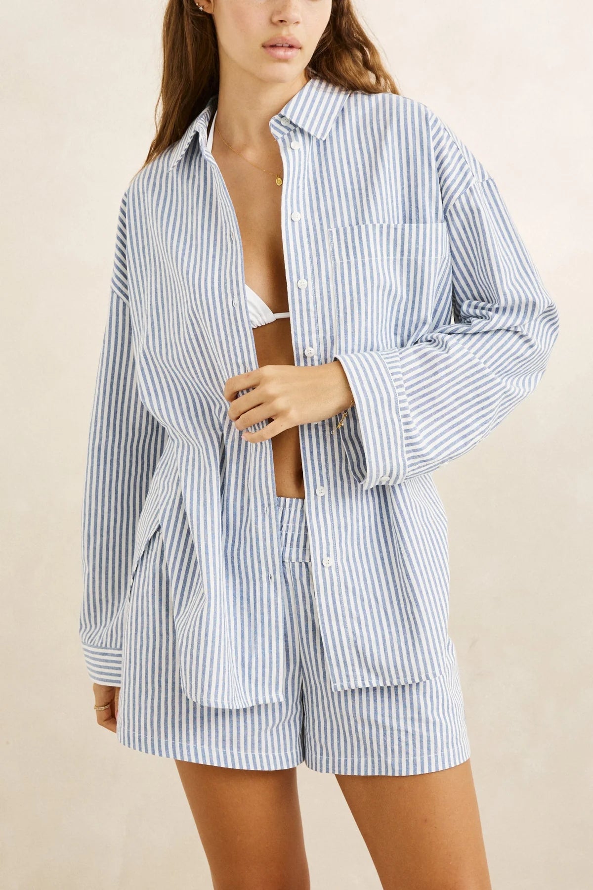 RHYTHM VISTA STRIPE OVERSIZED SHIRT – BLUE