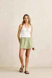 RHYTHM VISTA STRIPE SHORT WOMENS MID HIGH RISE RELAXED SUMMER SHORT OLIVE