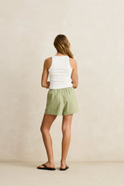 RHYTHM VISTA STRIPE SHORT WOMENS MID HIGH RISE RELAXED SUMMER SHORT OLIVE