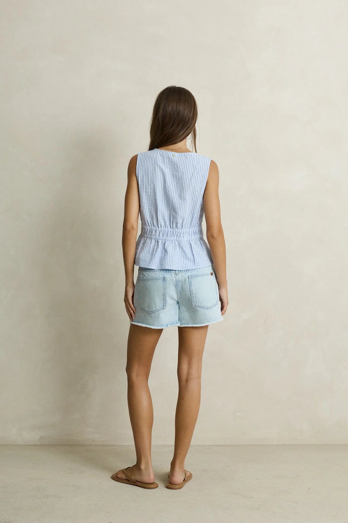 RHYTHM VISTA STRIPE TIE FRONT TOP - BLUE