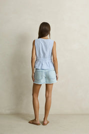 RHYTHM VISTA STRIPE TIE FRONT TOP - BLUE