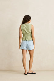 RHYTHM VISTA STRIPE TIE FRONT TOP WOMENS SLEEVELESS SUMMER TOP OLIVE STRIPE