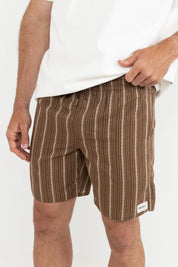 RHYTHM WEST WINDS STRIPE JAM – 17" TAILORED FIT STRETCH STRIPE SHORT – EARTH