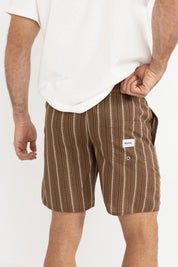 RHYTHM WEST WINDS STRIPE JAM – 17" TAILORED FIT STRETCH STRIPE SHORT – EARTH