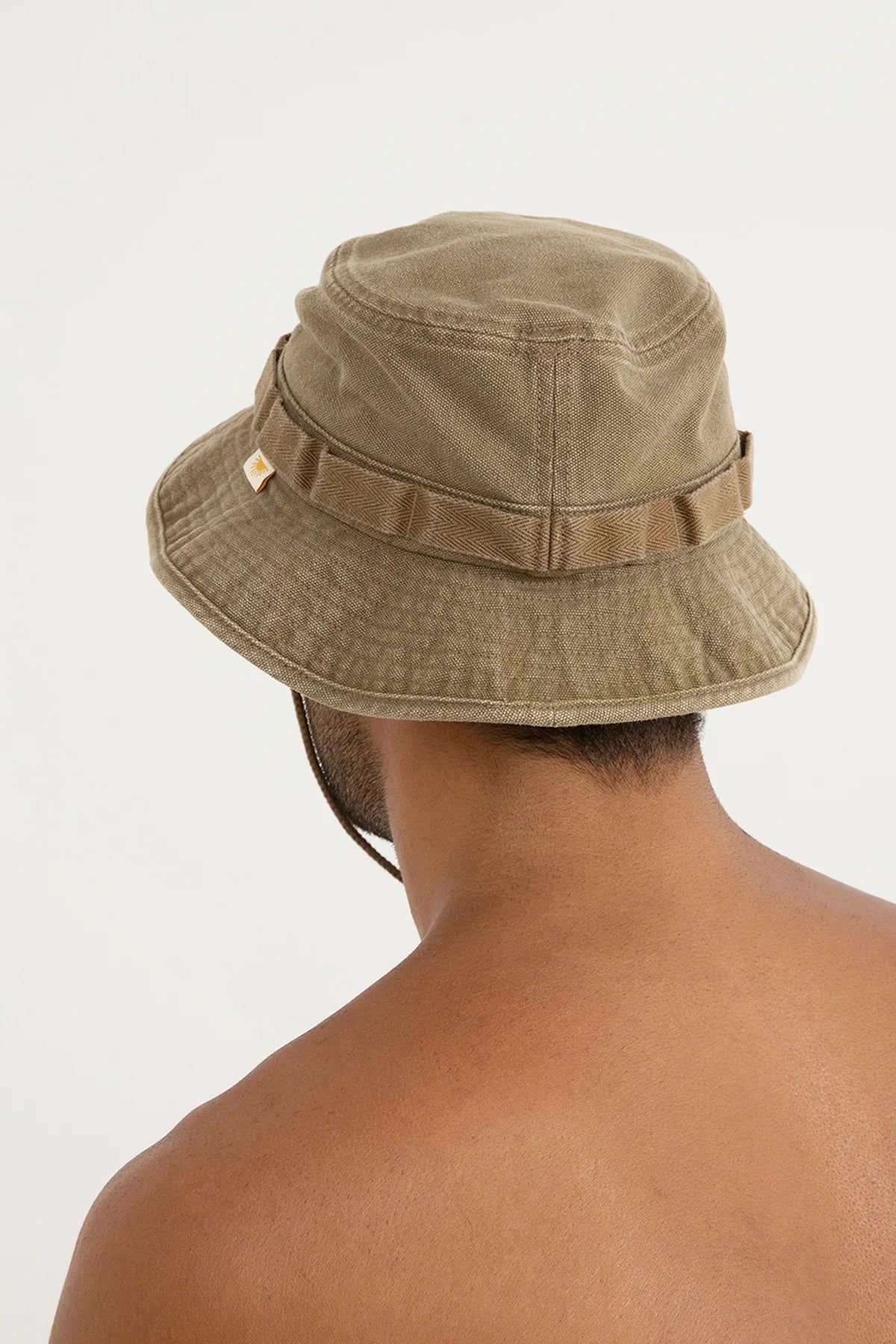 RHYTHM WORN PATH BOONIE – WIDE BRIM COTTON CANVAS BOONIE WITH CHIN STRAP – FATIGUE