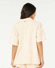 RIP CURL ALOHA STATE TERRY SHIRT WOMENS CASUAL SUMMER TOP – OFF WHITE