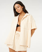 RIP CURL ALOHA STATE TERRY SHIRT WOMENS CASUAL SUMMER TOP – OFF WHITE