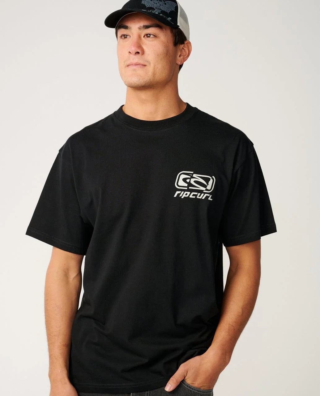 RIP CURL ARCHIVE RIPPED LOOSE TEE - BLACK
