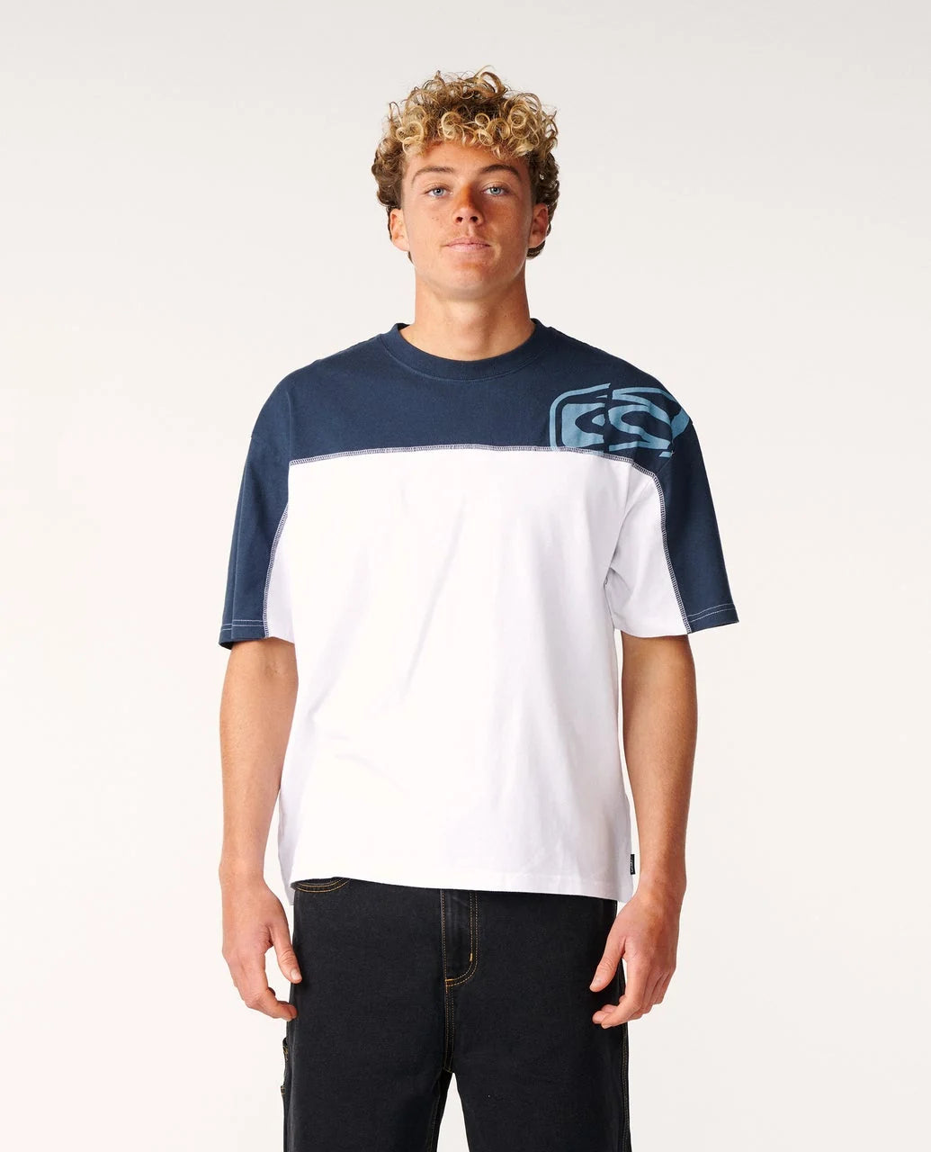 RIP CURL ARCHIVE THRASHED PANEL TEE - WHITE