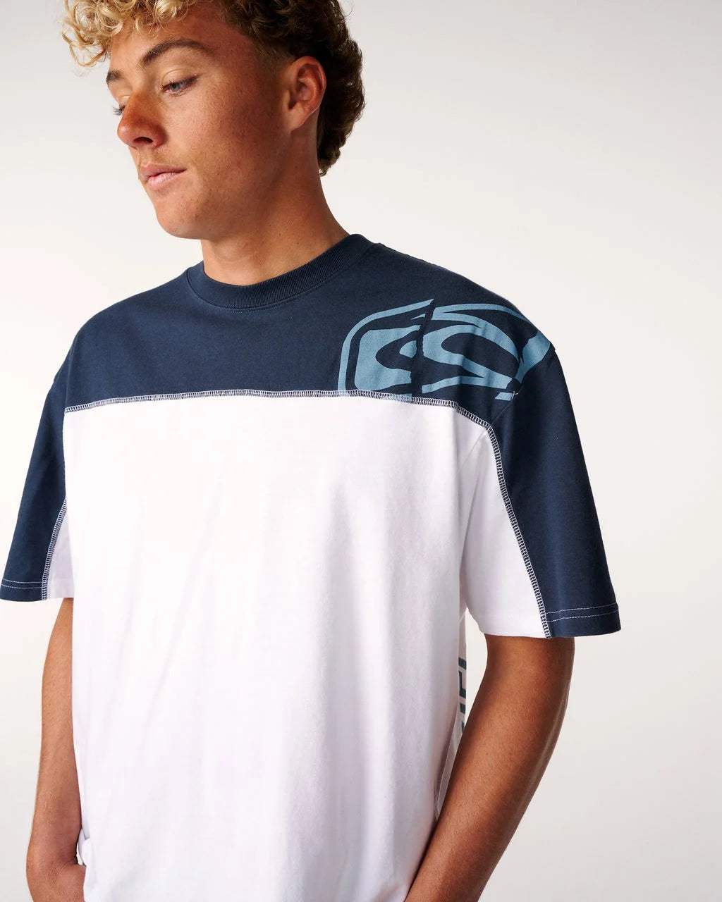 RIP CURL ARCHIVE THRASHED PANEL TEE - WHITE