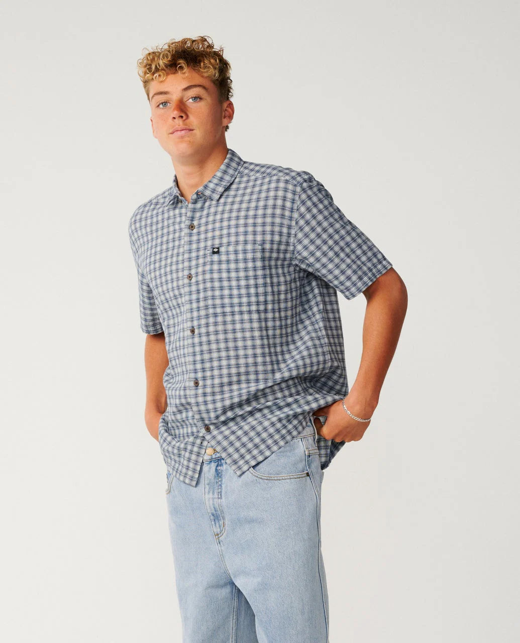 RIP CURL CLASSIC SURF CHECK SHORT SLEEVE SHIRT – LIGHT NAVY