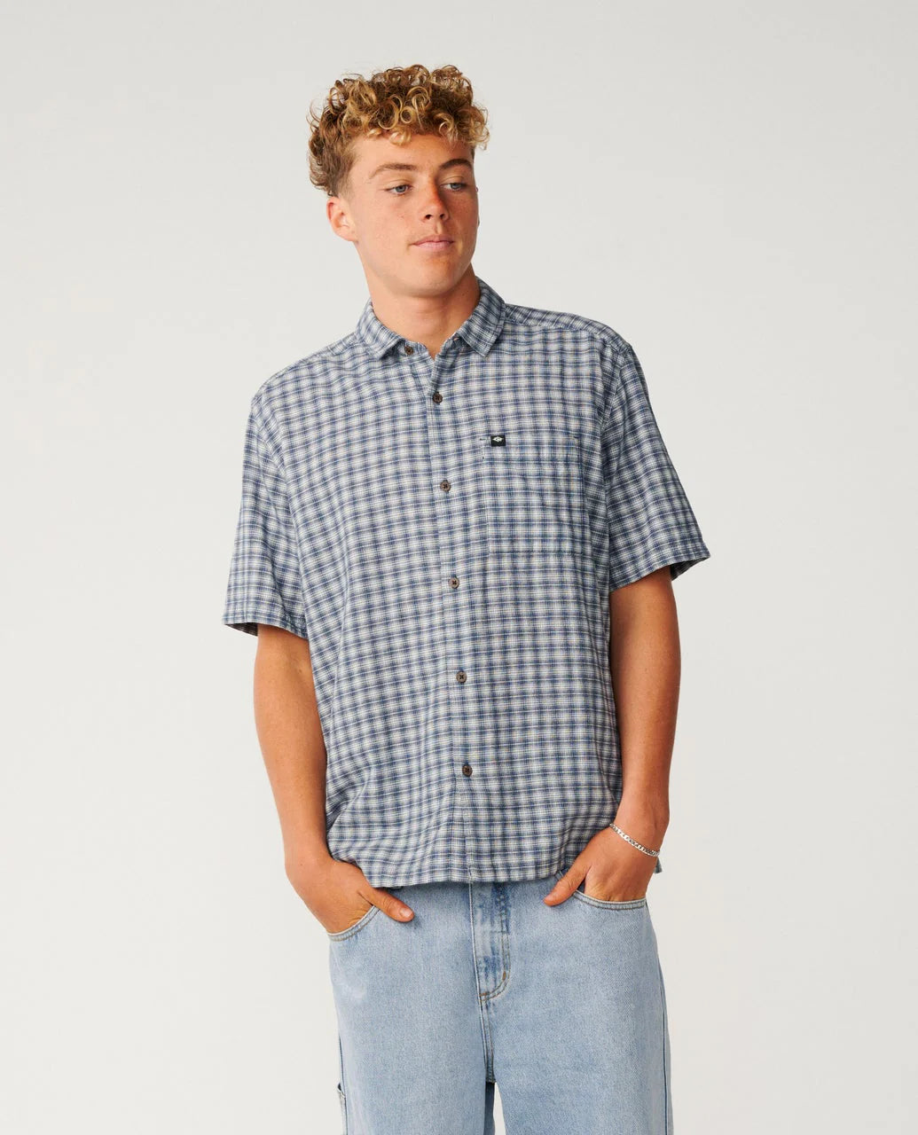 RIP CURL CLASSIC SURF CHECK SHORT SLEEVE SHIRT – LIGHT NAVY
