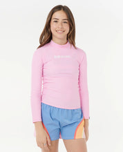 RIP CURL CLASSIC SURF LONG SLEEVE RASH VEST – KIDS – PINK UPF 50+ LYCRA TOP