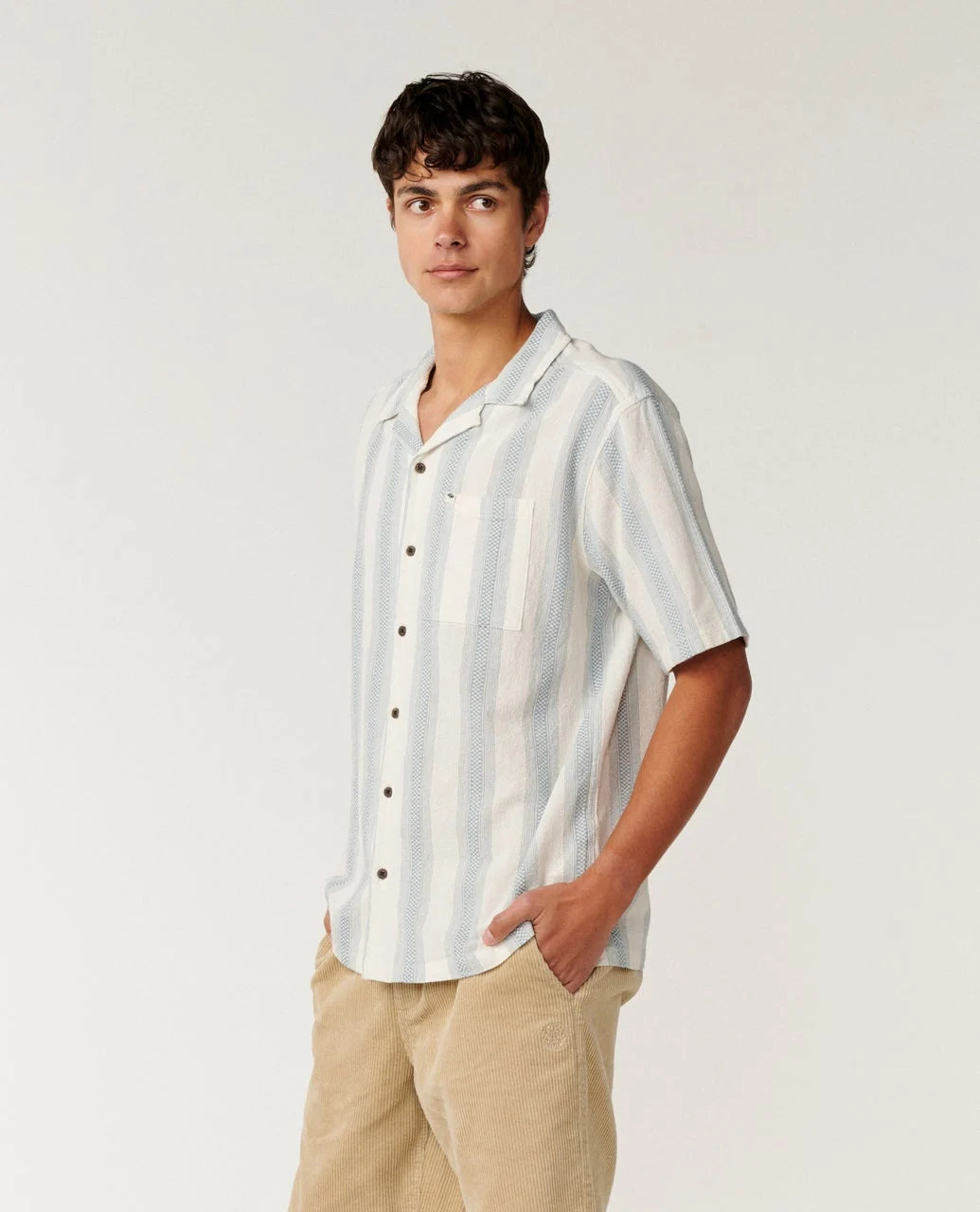 RIP CURL CLASSIC SURF WEAVER SHORT SLEEVE SHIRT - BONE