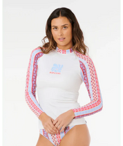 RIP CURL COASTAL INSTINCT UPF 50+ LONG SLEEVE RASH VEST WOMENS SURF SWIM MULTICOLOUR