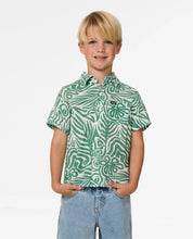 RIP CURL COSMIC SURFING SHORT SLEEVE SHIRT – KIDS SUMMER BUTTON-UP IN GREEN