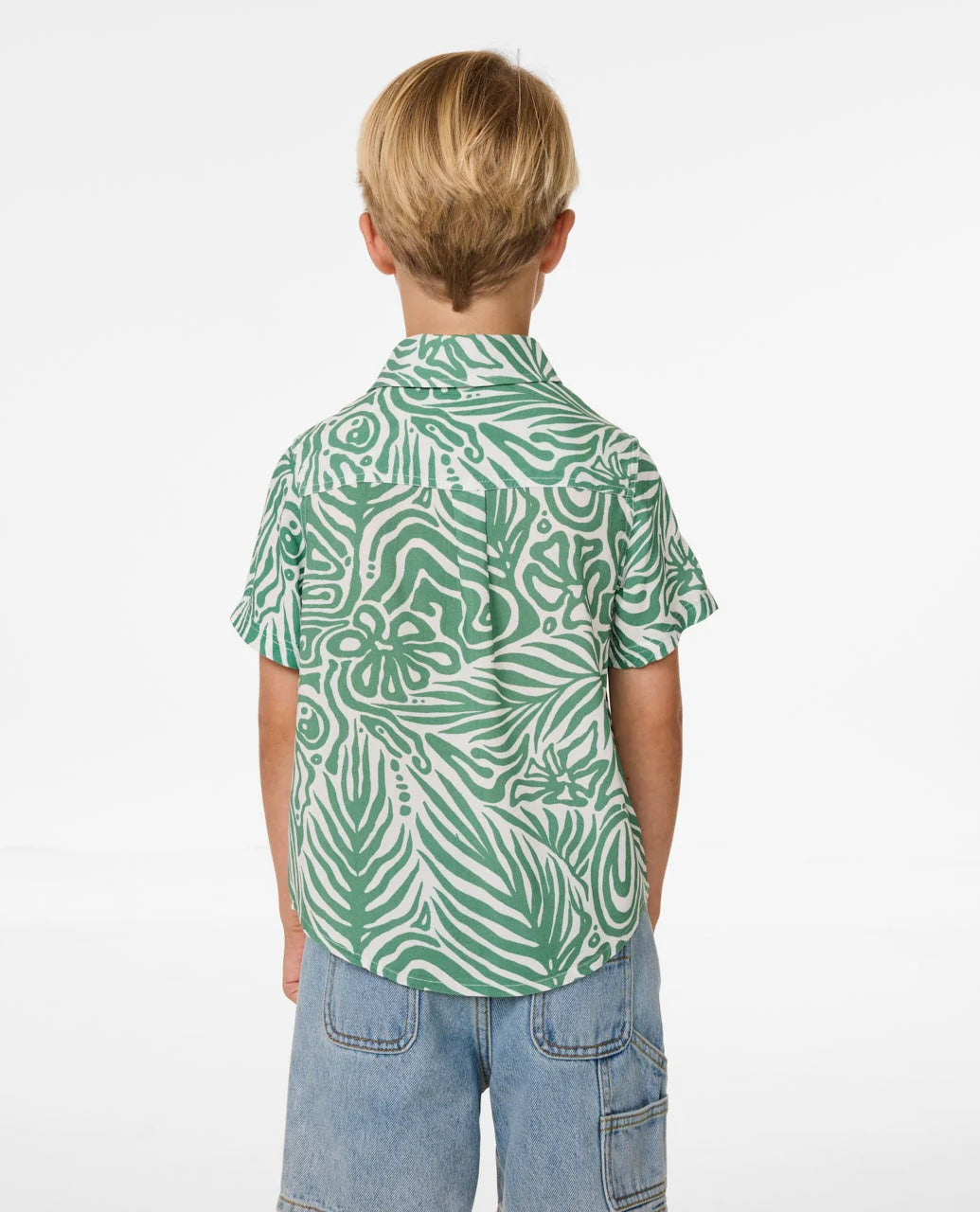RIP CURL COSMIC SURFING SHORT SLEEVE SHIRT – KIDS SUMMER BUTTON-UP IN GREEN