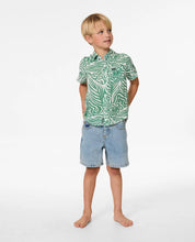 RIP CURL COSMIC SURFING SHORT SLEEVE SHIRT – KIDS SUMMER BUTTON-UP IN GREEN
