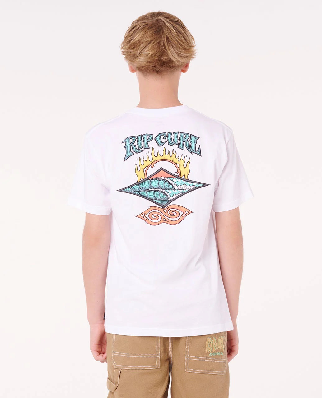 RIP CURL DAZED AND TUBED TEE – KIDS SURF GRAPHIC T-SHIRT IN WHITE
