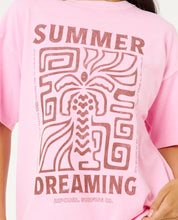 RIP CURL DREAMING HERITAGE TEE – RELAXED EVERYDAY WOMENS SURF T-SHIRT IN PASTEL PINK