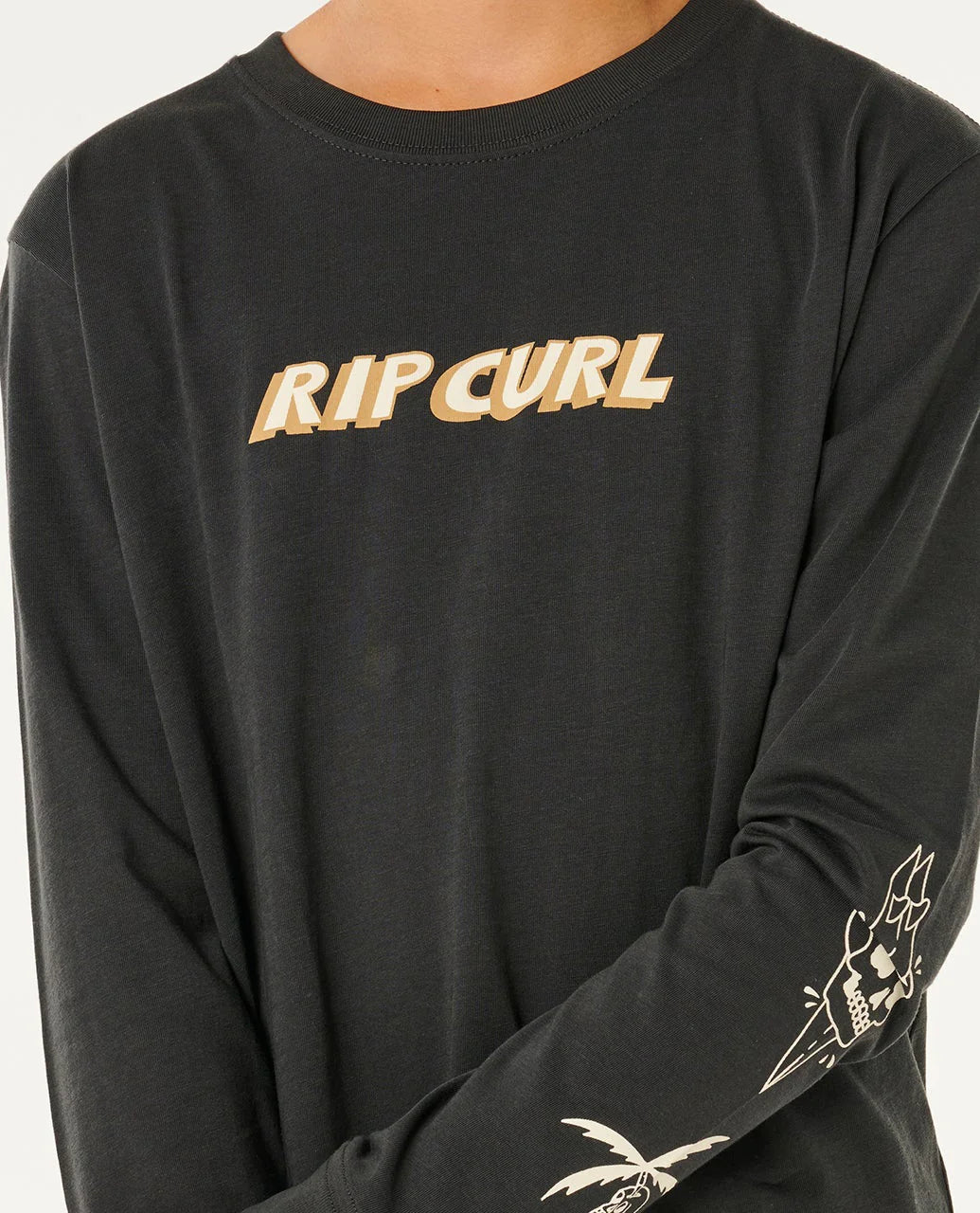 RIP CURL ETERNAL SHRED LONG SLEEVE TEE KIDS T SHIRT WASHED BLACK