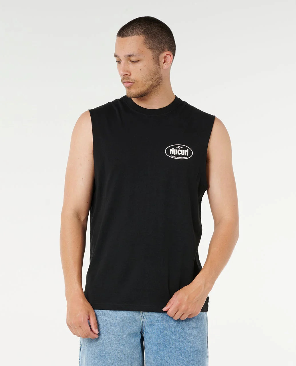 RIP CURL EVERYDAY MUSCLE – MENS SLEEVELESS SURF TANK TOP IN BLACK