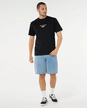 RIP CURL FADED OUT TEE MENS CASUAL SURF T-SHIRT VINTAGE WASH – BLACK