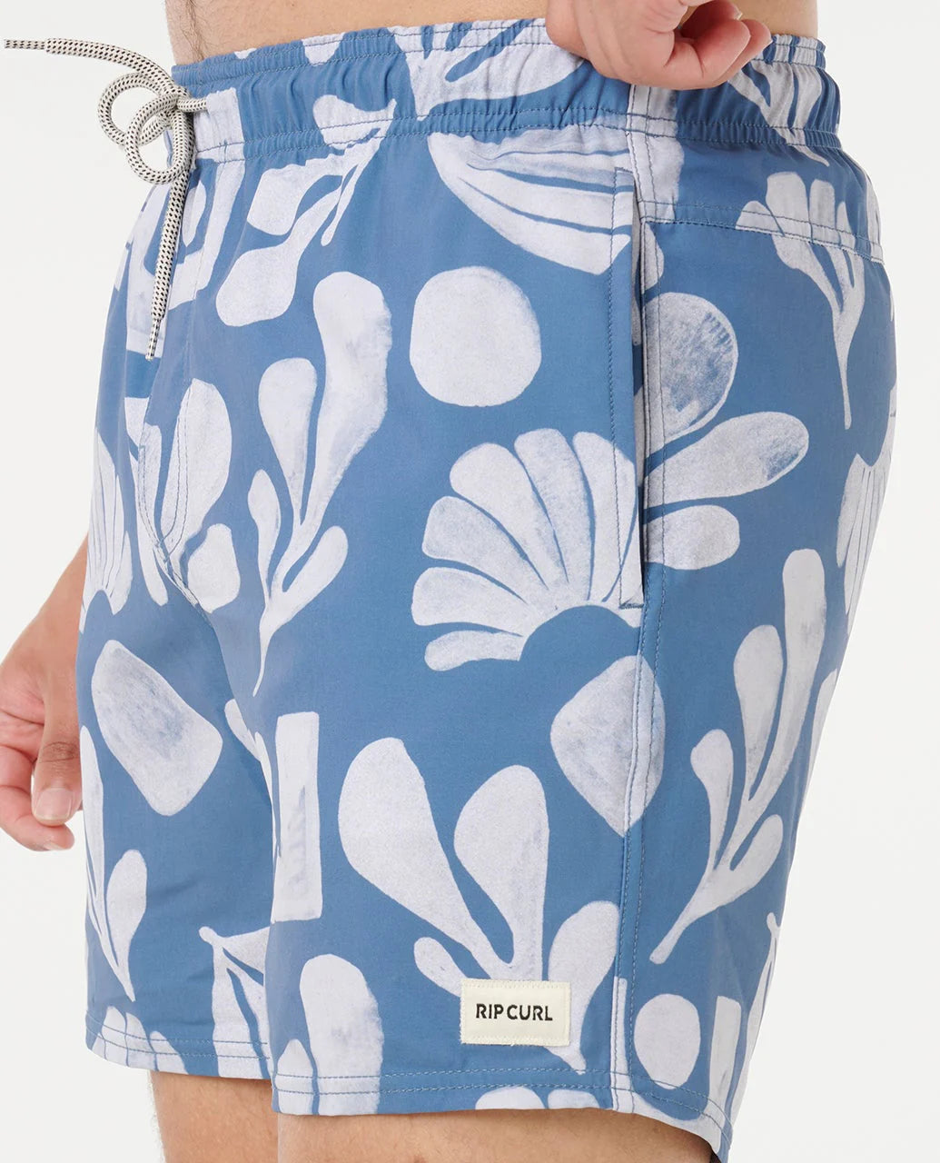 RIP CURL FUN TIMES 16" VOLLEY MENS ELASTIC WAIST SURF SHORTS – WHITE