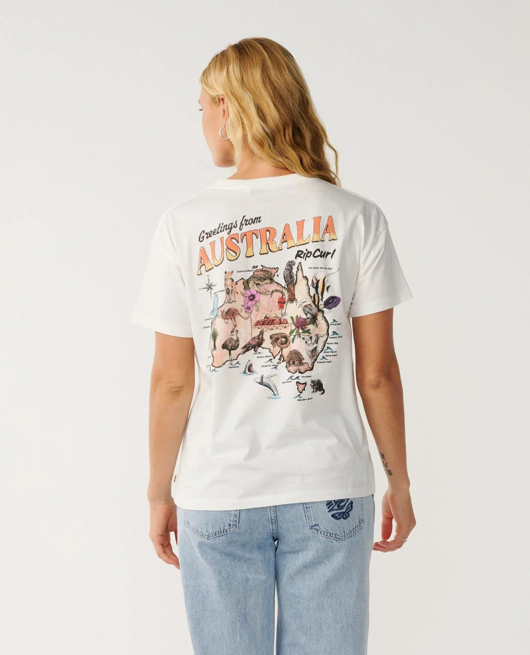 RIP CURL GREETINGS FROM AUS RELAXED TEE - BONE
