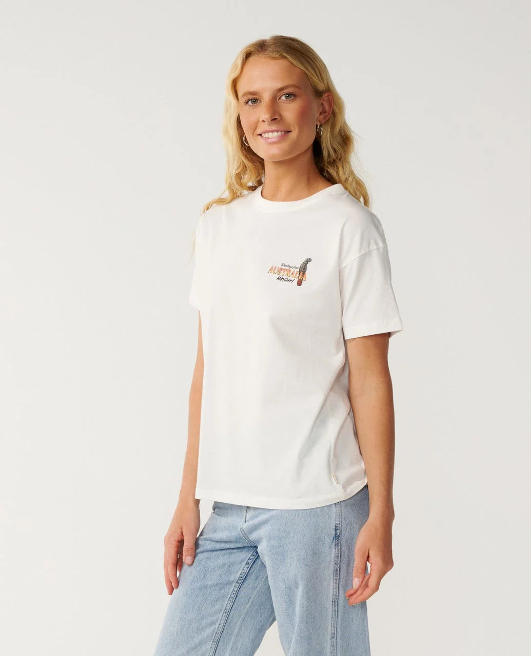 RIP CURL GREETINGS FROM AUS RELAXED TEE - BONE