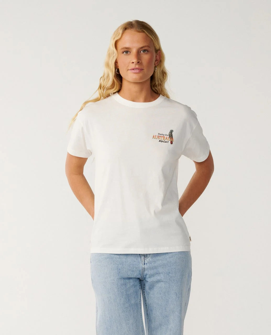 RIP CURL GREETINGS FROM AUS RELAXED TEE - BONE