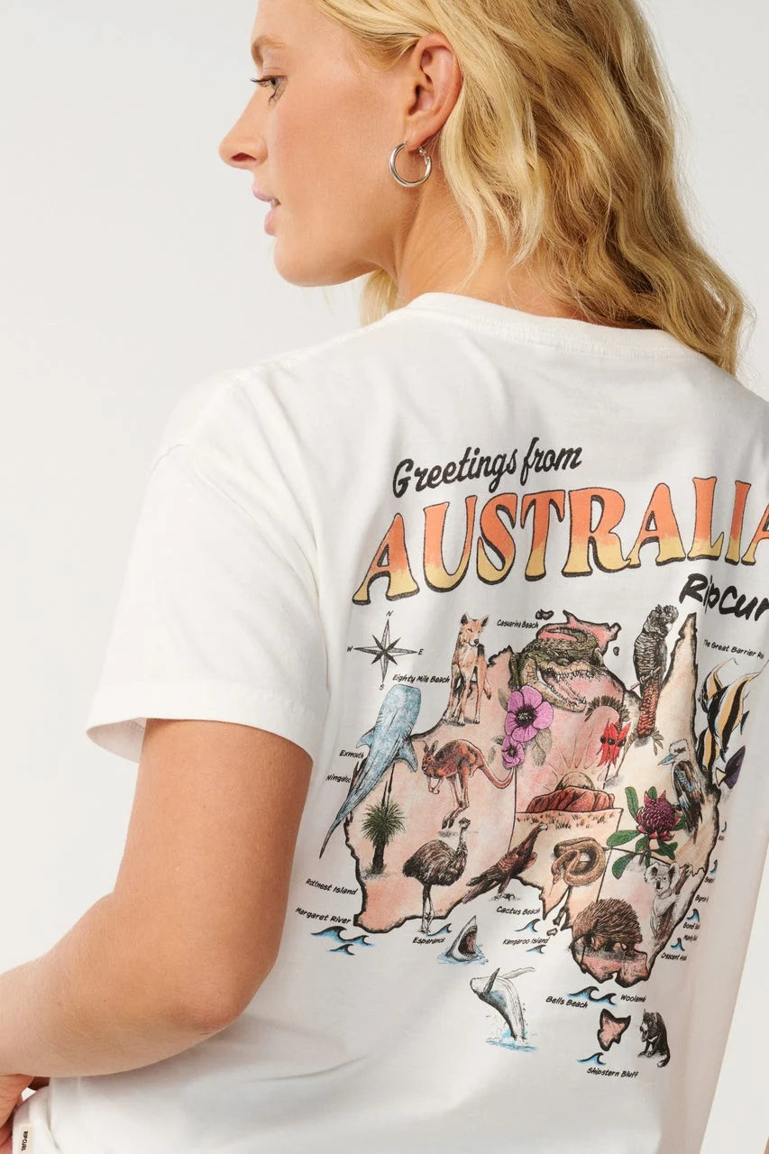 RIP CURL GREETINGS FROM AUS RELAXED TEE - BONE