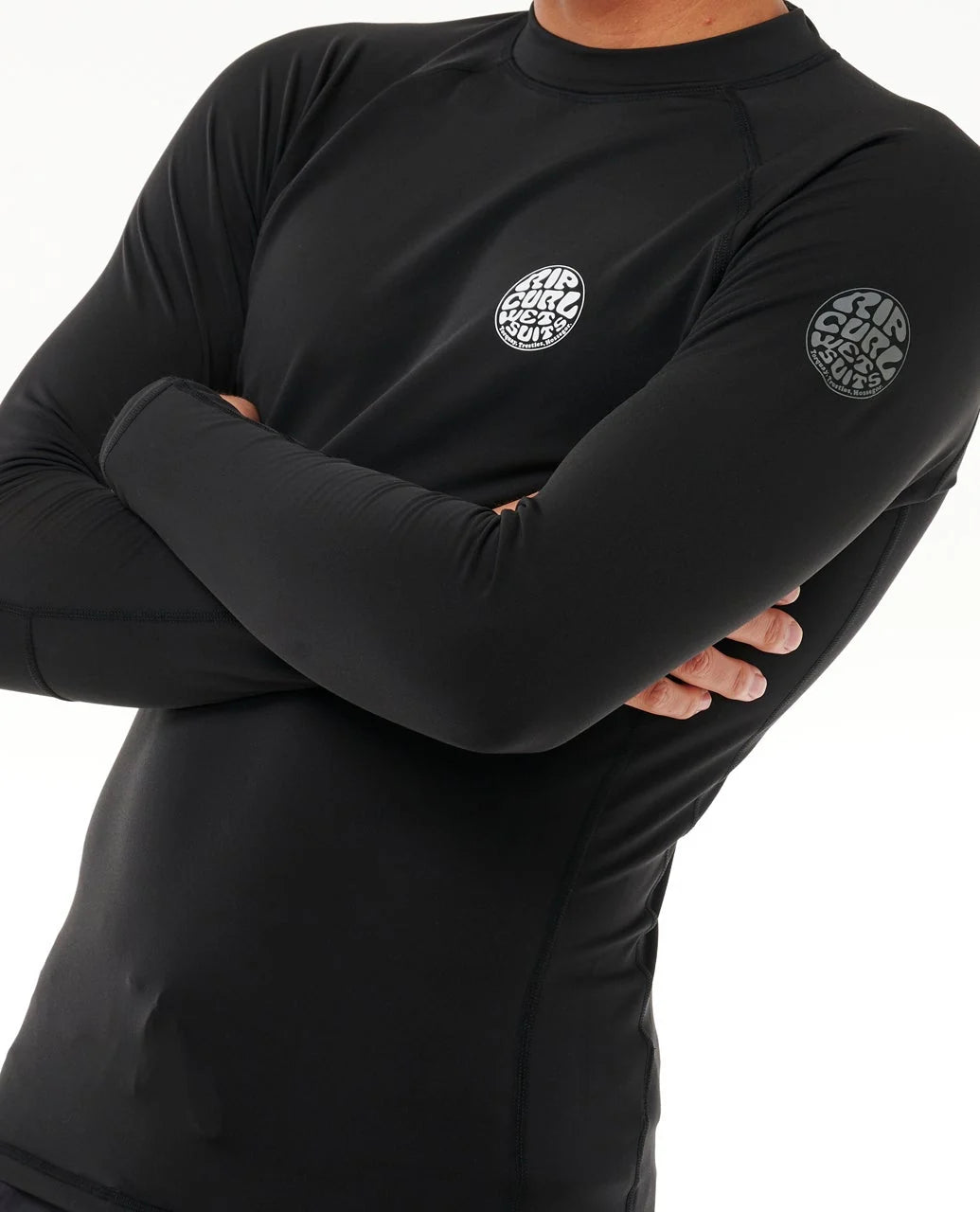 RIP CURL ICONS UPF BRUSHED LONG SLEEVE RASH VEST – BLACK