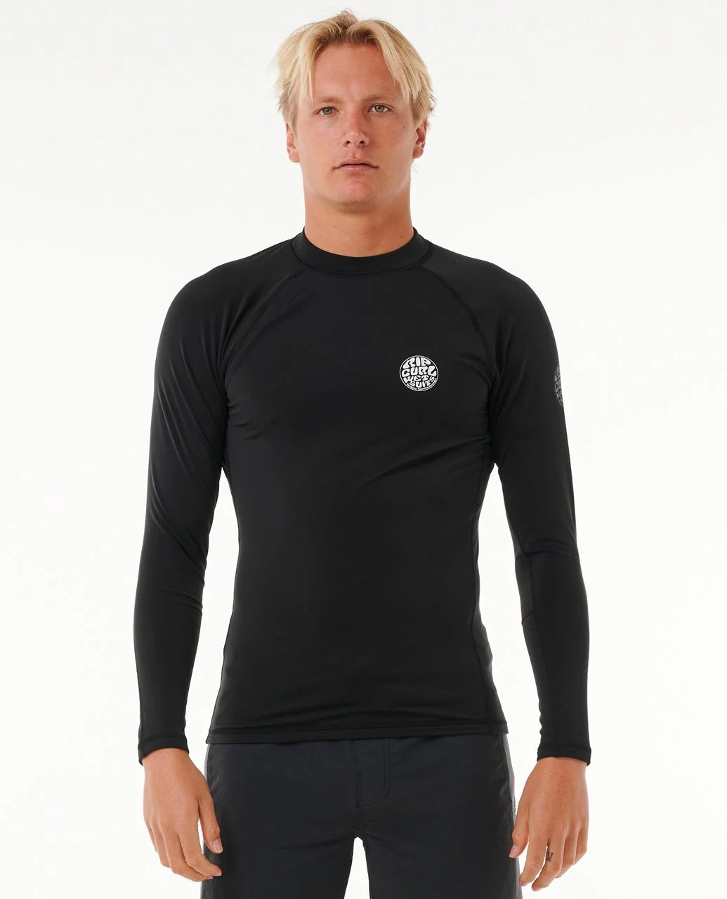 RIP CURL ICONS UPF BRUSHED LONG SLEEVE RASH VEST – BLACK