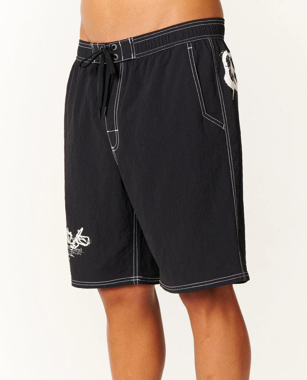 RIP CURL INNER VISIONS VOLLEY BOARDSHORT MENS ELASTIC WAIST SHORT BLACK