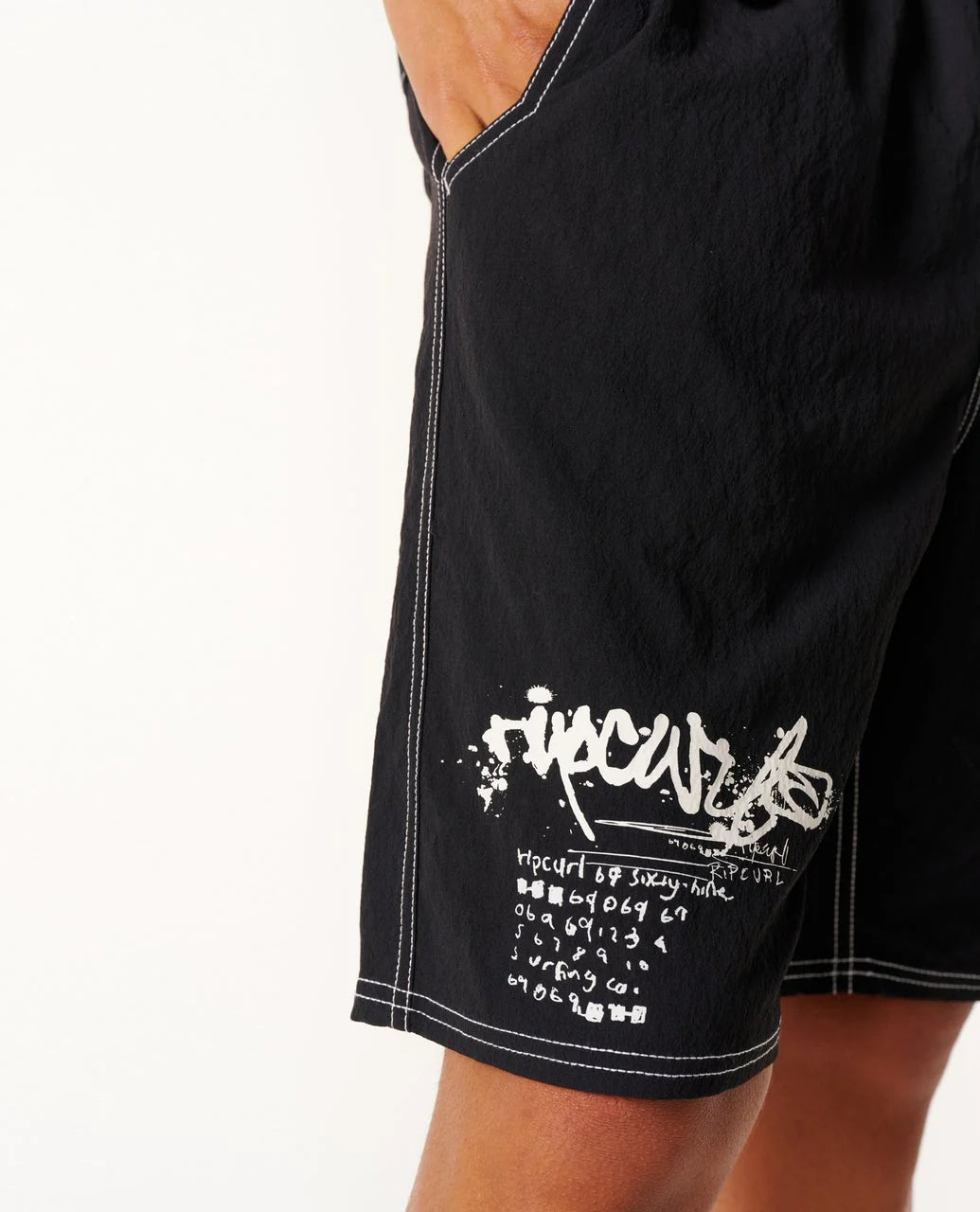 RIP CURL INNER VISIONS VOLLEY BOARDSHORT MENS ELASTIC WAIST SHORT BLACK