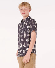 RIP CURL ISLAND PARADISO SHIRT – KIDS SUMMER BUTTON-UP HOLIDAY TOP IN WASHED BLACK