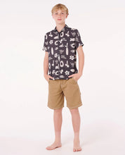 RIP CURL ISLAND PARADISO SHIRT – KIDS SUMMER BUTTON-UP HOLIDAY TOP IN WASHED BLACK