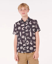 RIP CURL ISLAND PARADISO SHIRT – KIDS SUMMER BUTTON-UP HOLIDAY TOP IN WASHED BLACK