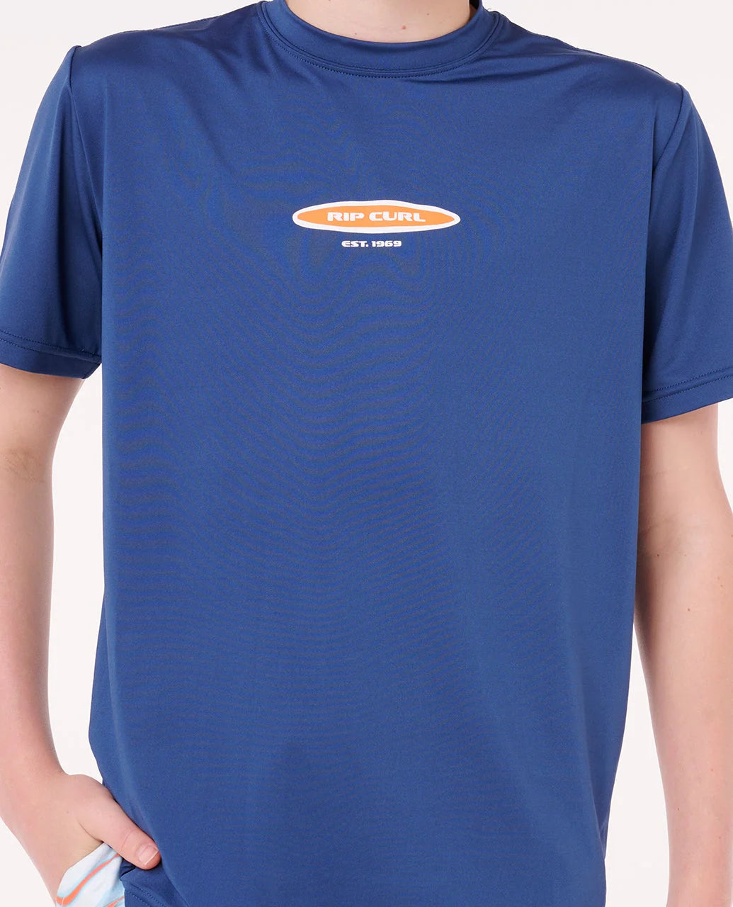 RIP CURL ISLAND PARADISO UPF SHORT SLEEVE RASH VEST – KIDS SURF SUN TOP LIGHT NAVY