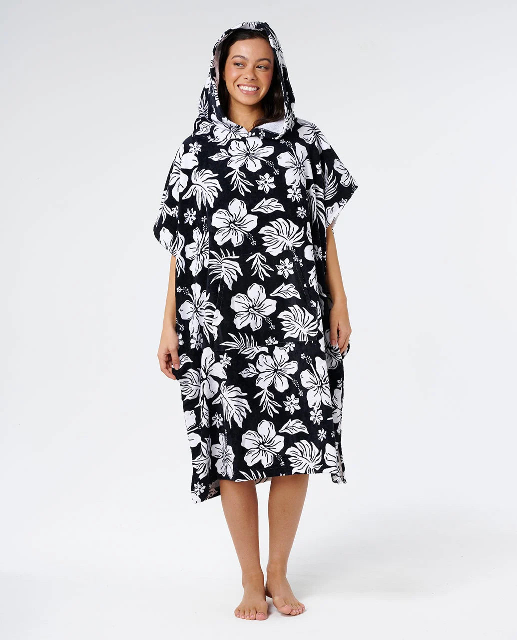 RIP CURL MIXED HOODED TOWEL – BLACK / WHITE