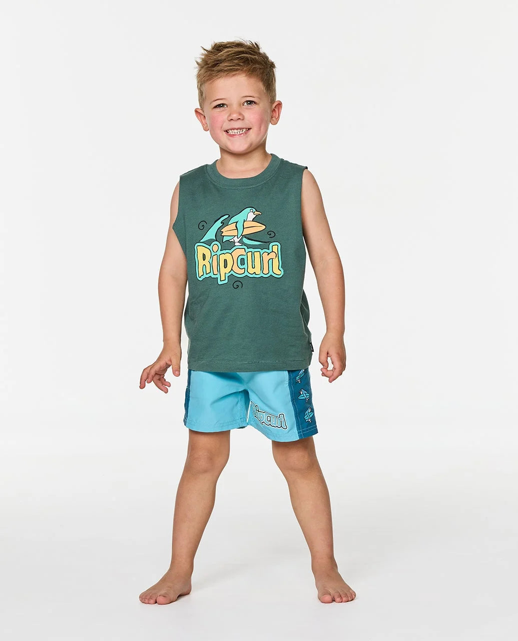 RIP CURL PADDLE OUT KIDS TANK - MUTED GREEN