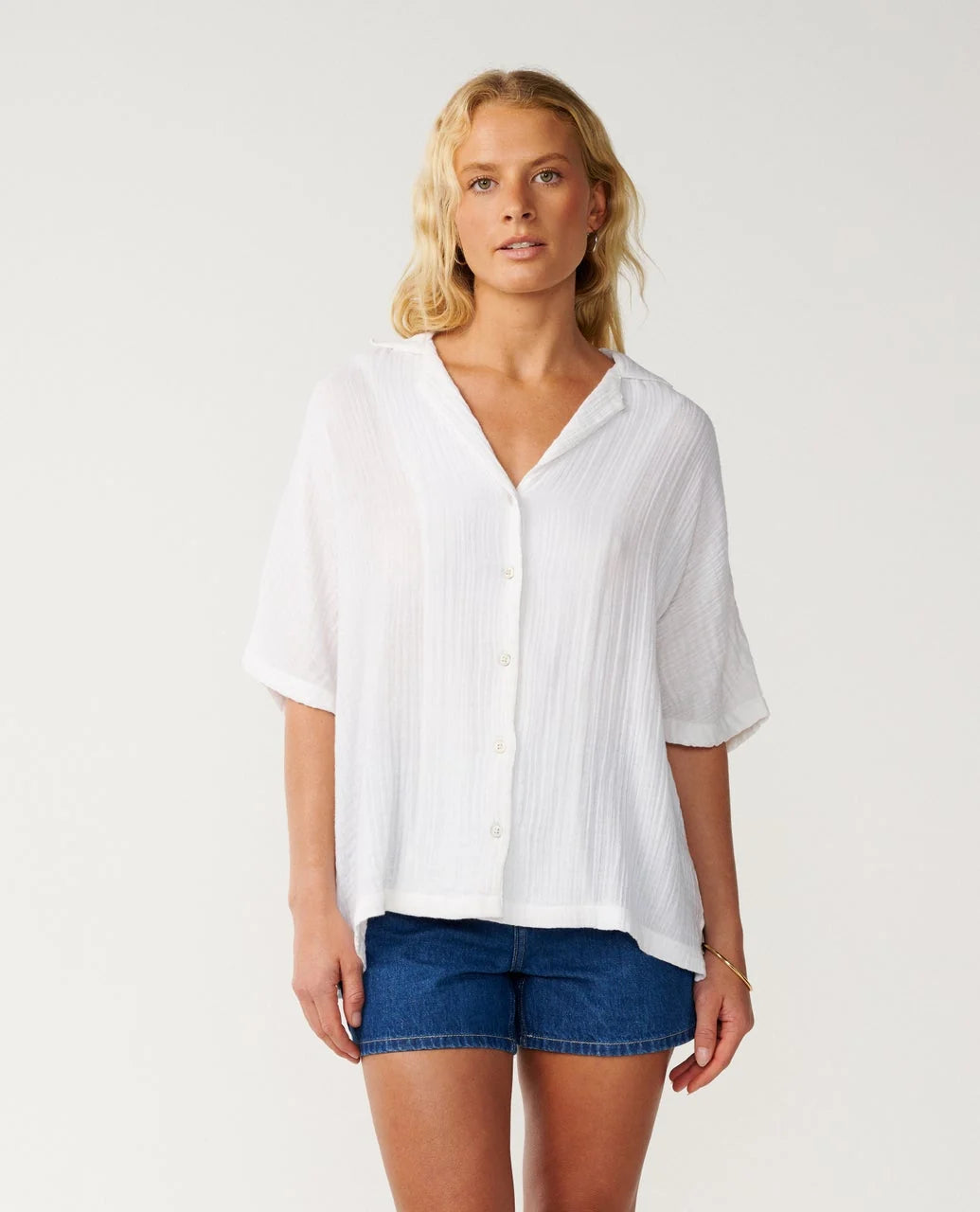 RIP CURL PREMIUM SURF SHORT SLEEVE SHIRT - WHITE