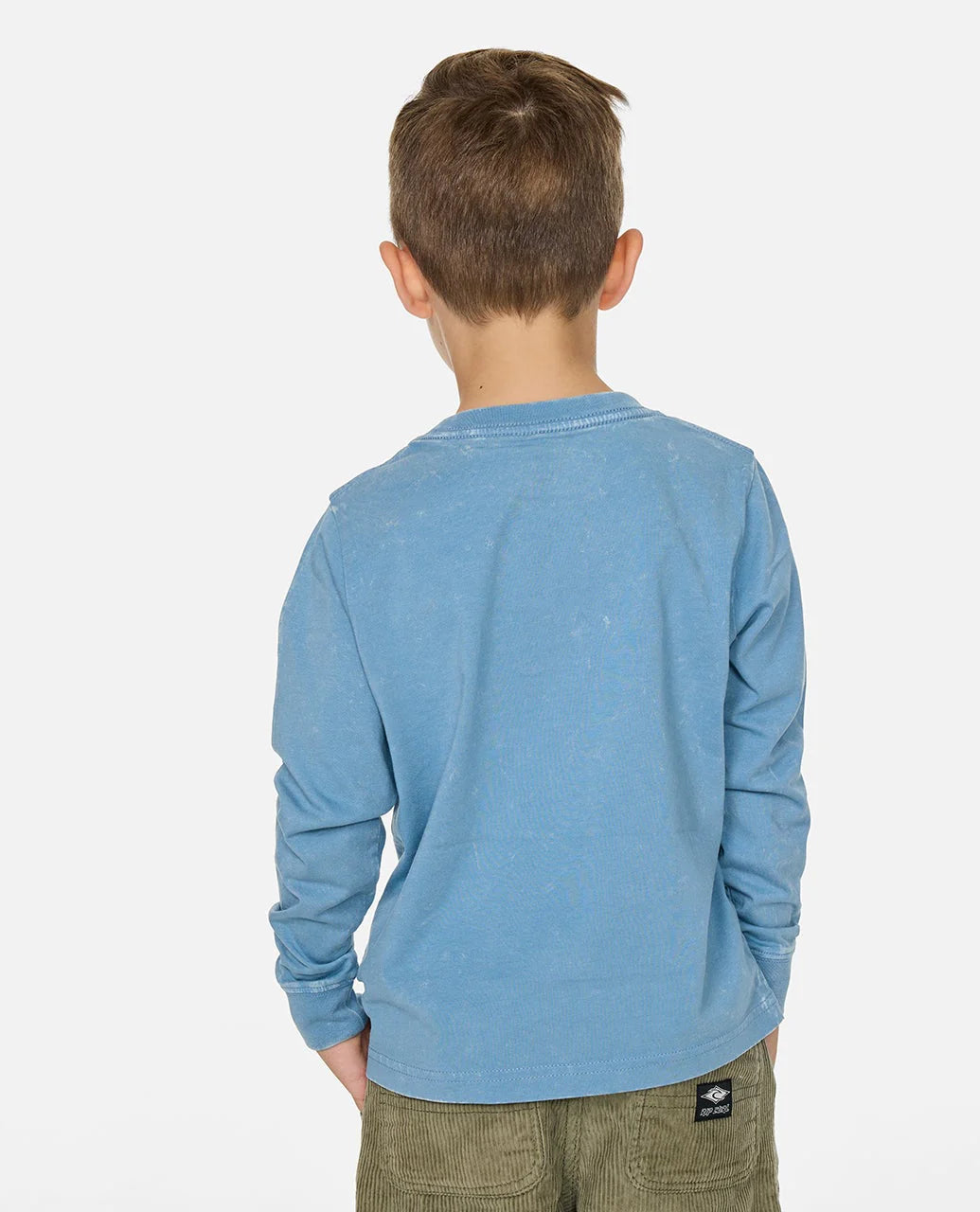 RIP CURL RIDE THE WAVE LONG SLEEVE TEE KIDS T SHIRT FADED DENIM