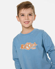 RIP CURL RIDE THE WAVE LONG SLEEVE TEE KIDS T SHIRT FADED DENIM